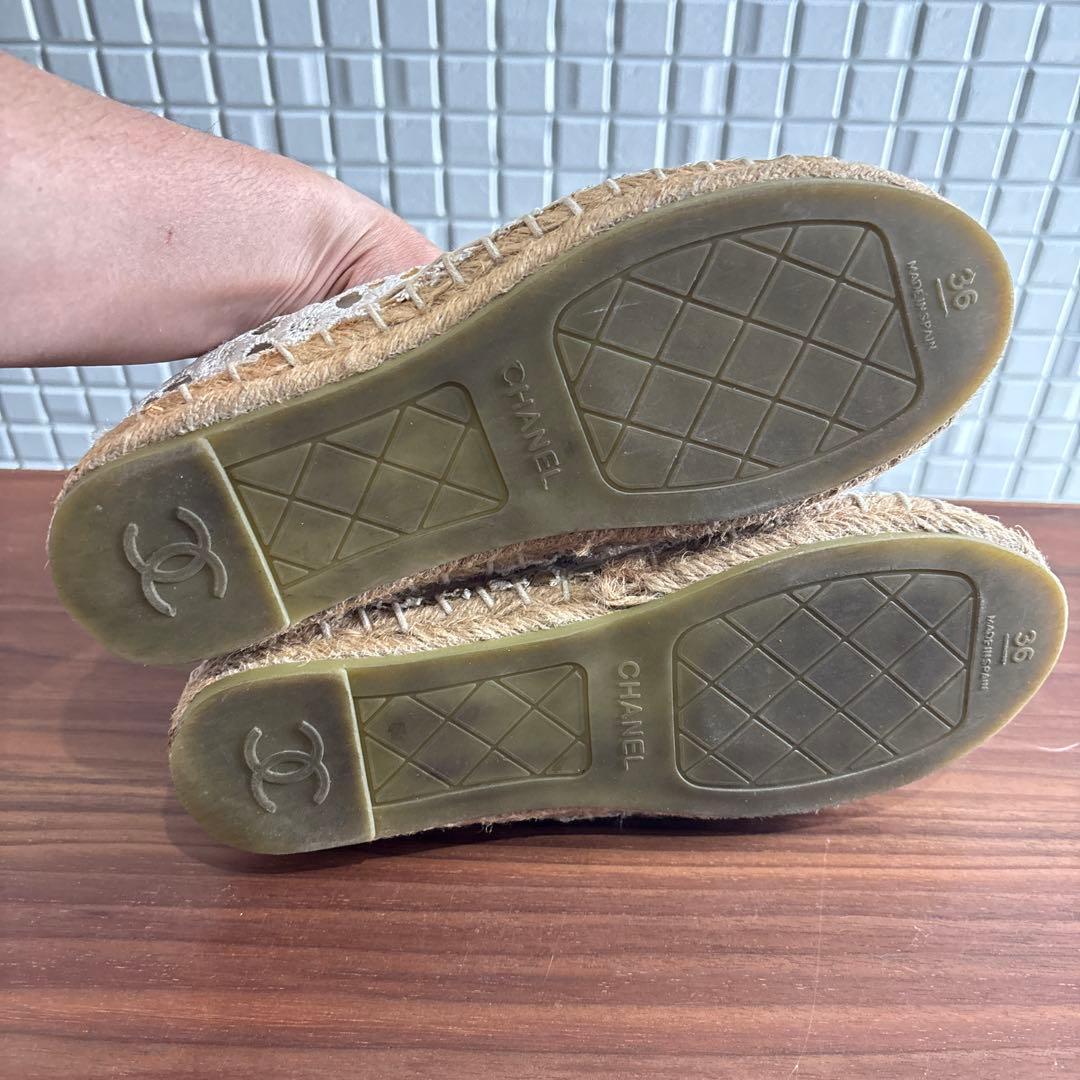 CHANNEL シャネル レース エスパドリーユ サンダル 36