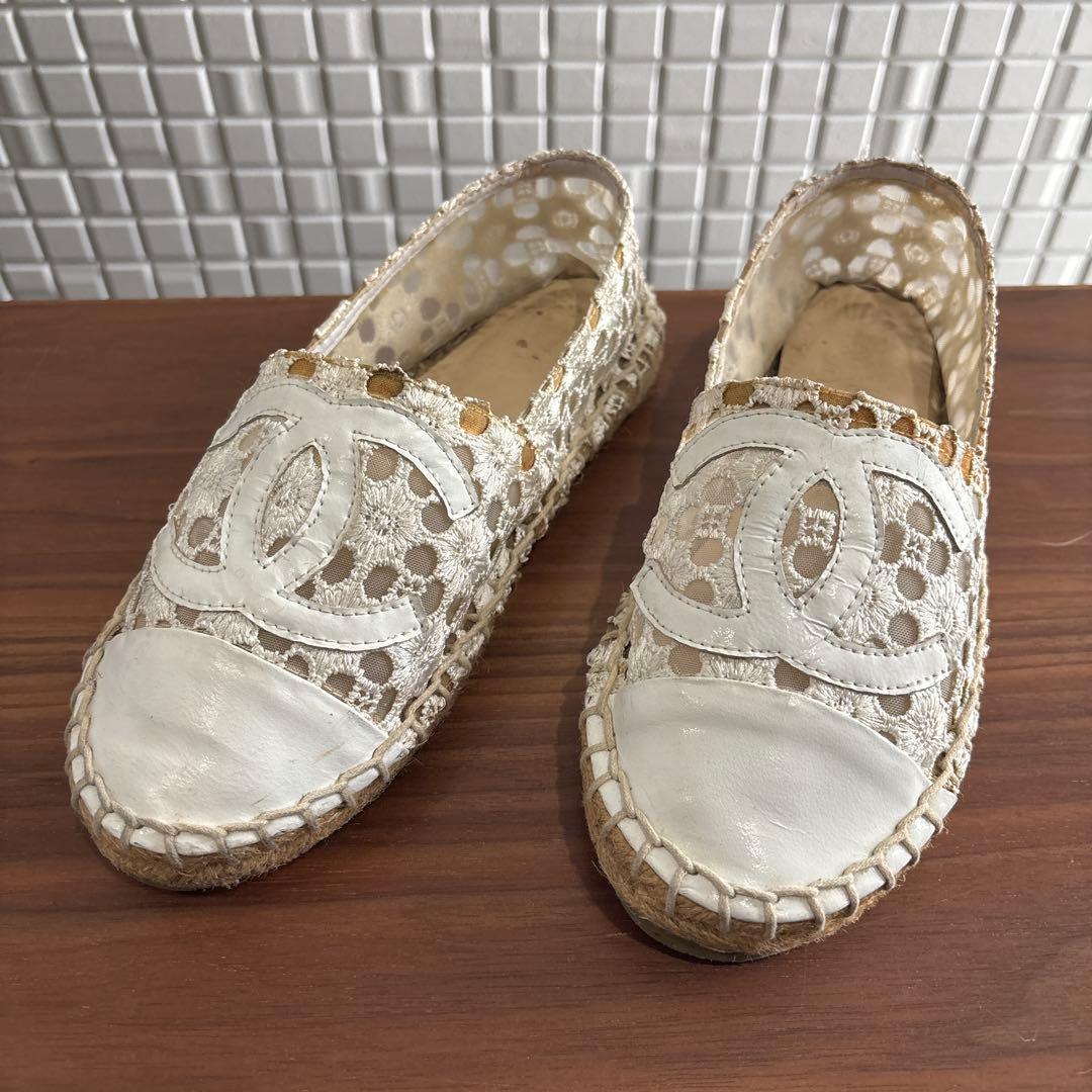 CHANNEL シャネル レース エスパドリーユ サンダル 36