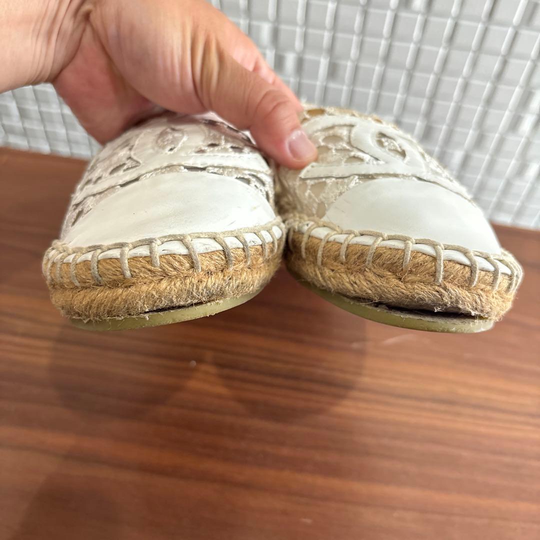 CHANNEL シャネル レース エスパドリーユ サンダル 36