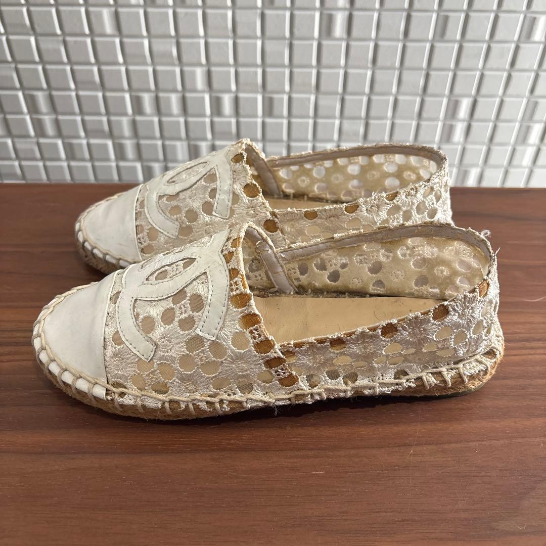 CHANNEL シャネル レース エスパドリーユ サンダル 36