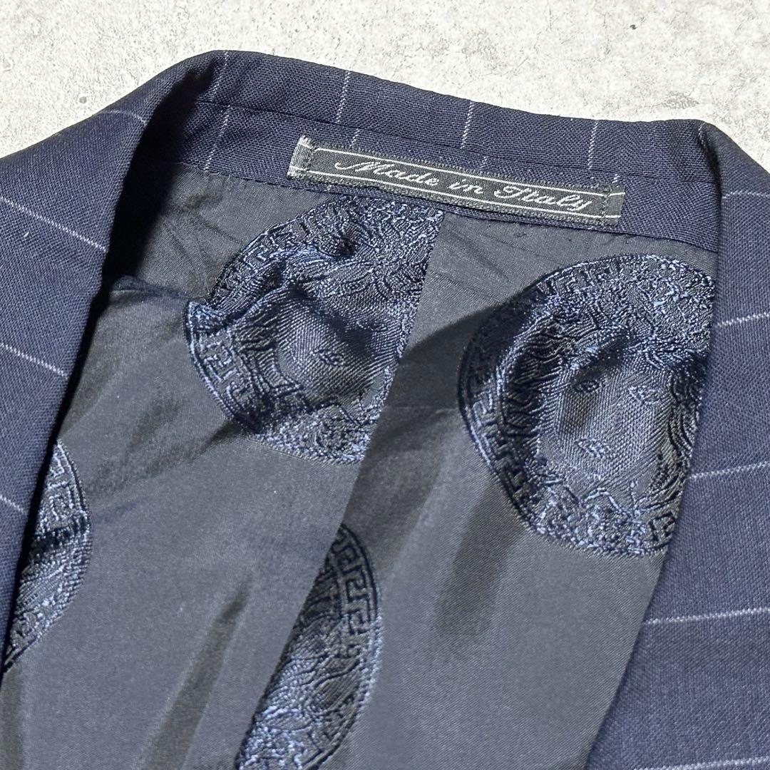 GIANNI VERSACE サマーウール ストライプ柄 ネイビー セットアップ