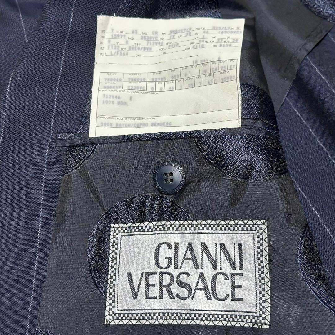 GIANNI VERSACE サマーウール ストライプ柄 ネイビー セットアップ
