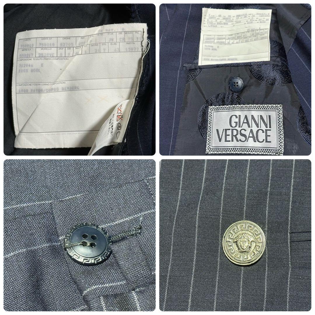 GIANNI VERSACE サマーウール ストライプ柄 ネイビー セットアップ