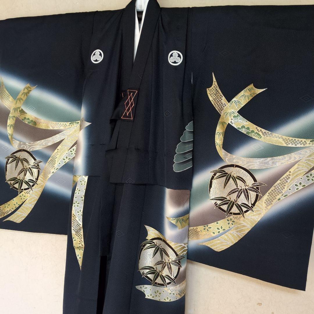 七五三３歳男の子お着物と正絹総絞り手縫いの被布（長襦袢付き）