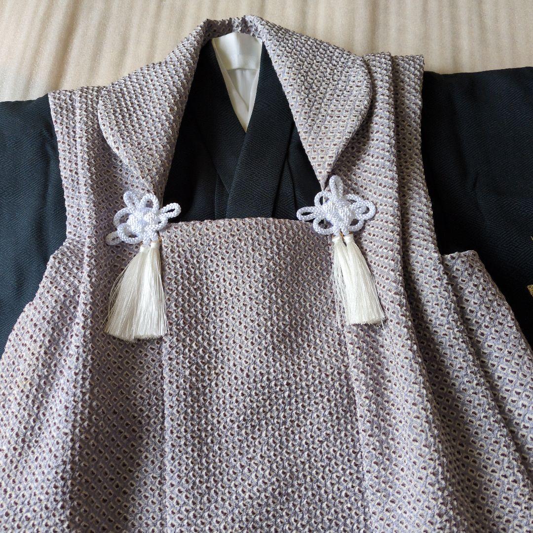 七五三３歳男の子お着物と正絹総絞り手縫いの被布（長襦袢付き）