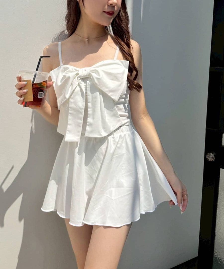 NICE CLAUP swimwear/フロントリボン羽織りSET(4点セット)