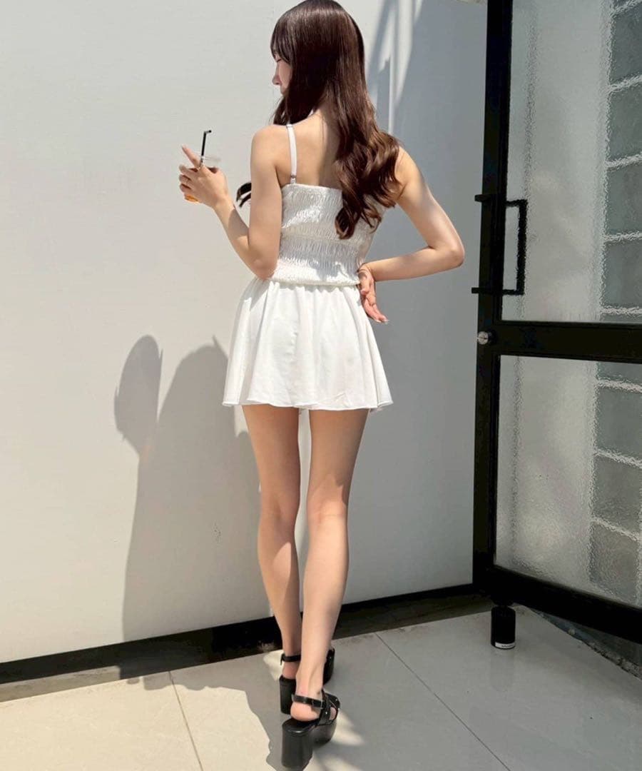 NICE CLAUP swimwear/フロントリボン羽織りSET(4点セット)