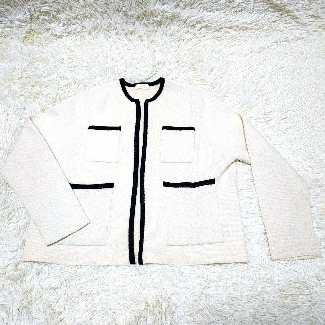 美品 ボールジィ ブークレーニット ウール カーディガン ホワイト