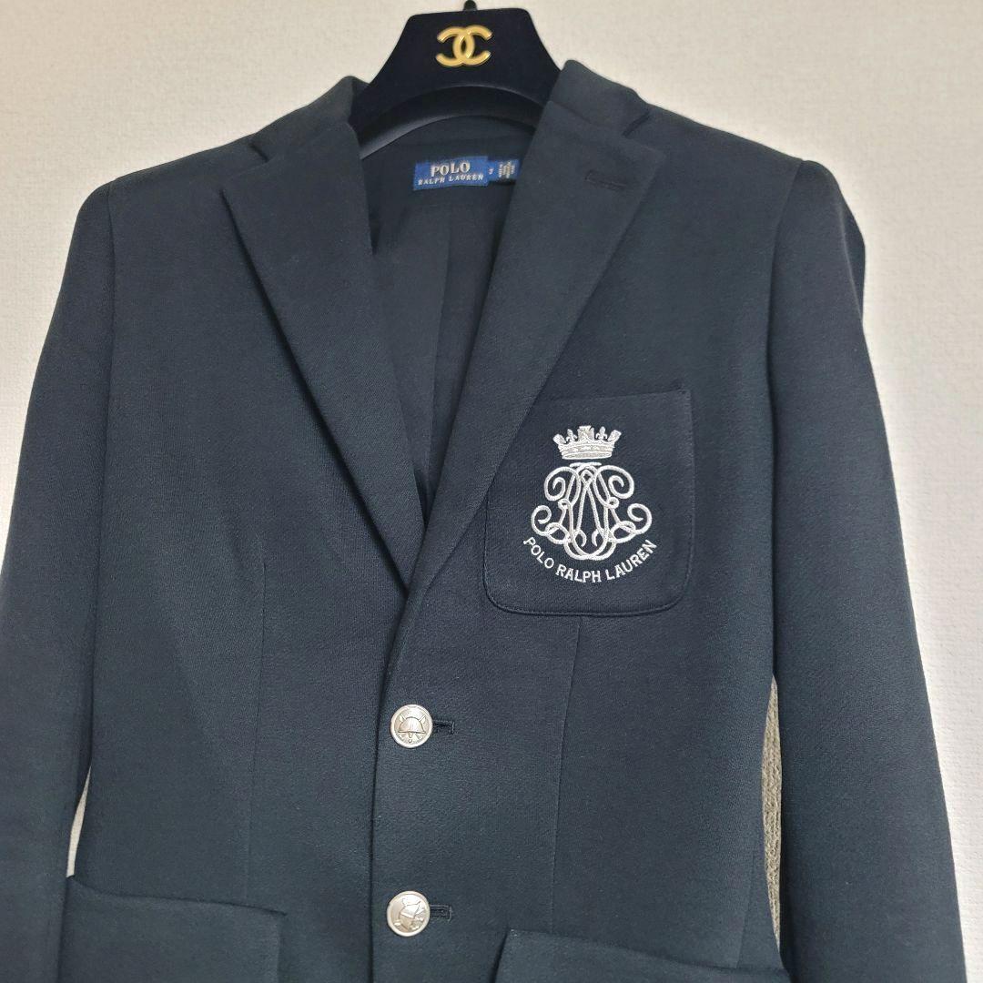 ポロラルフローレン テーラードジャケット 刺繍 エンブレム 銀ボタン ブレザー