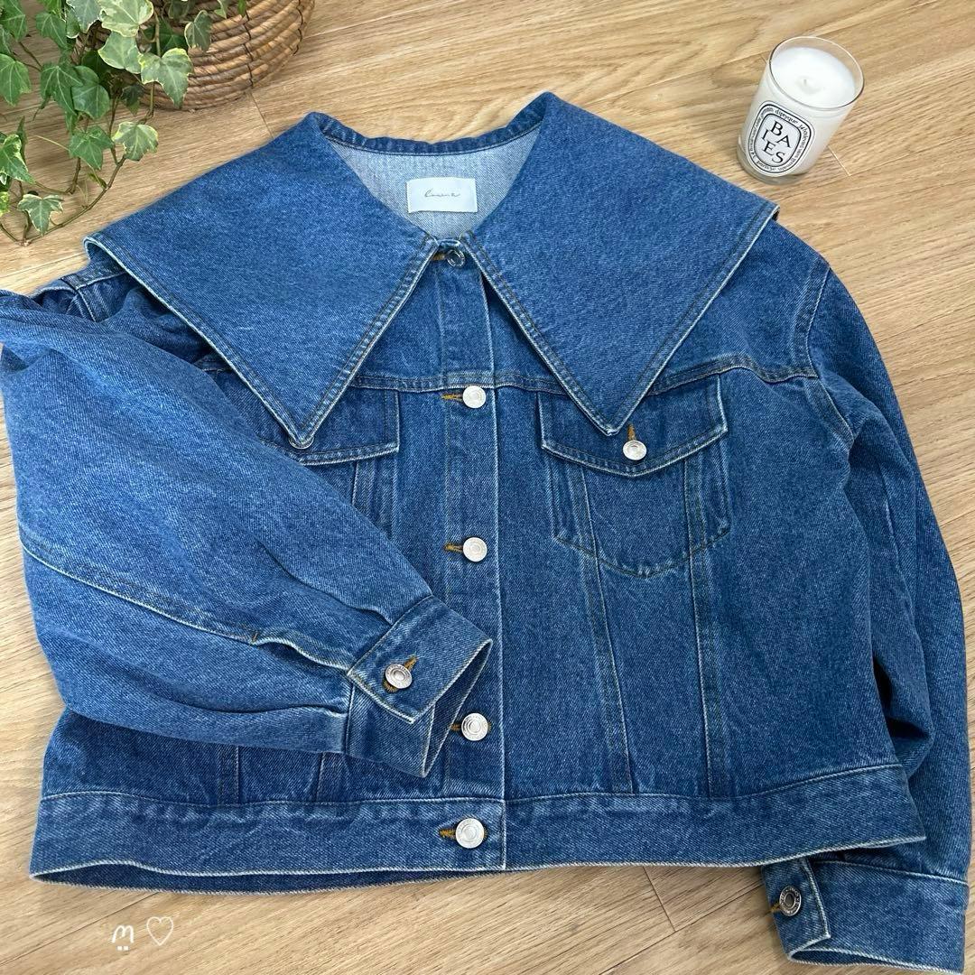 bow.aボウエー　ビッグカラーデニムジャケット　Fフリーサイズ　25年商品