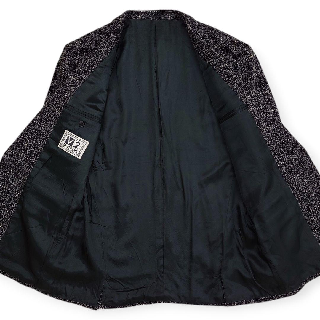 【美品】V2 by VERSACE ブークレツイード チェック ジャケット XL