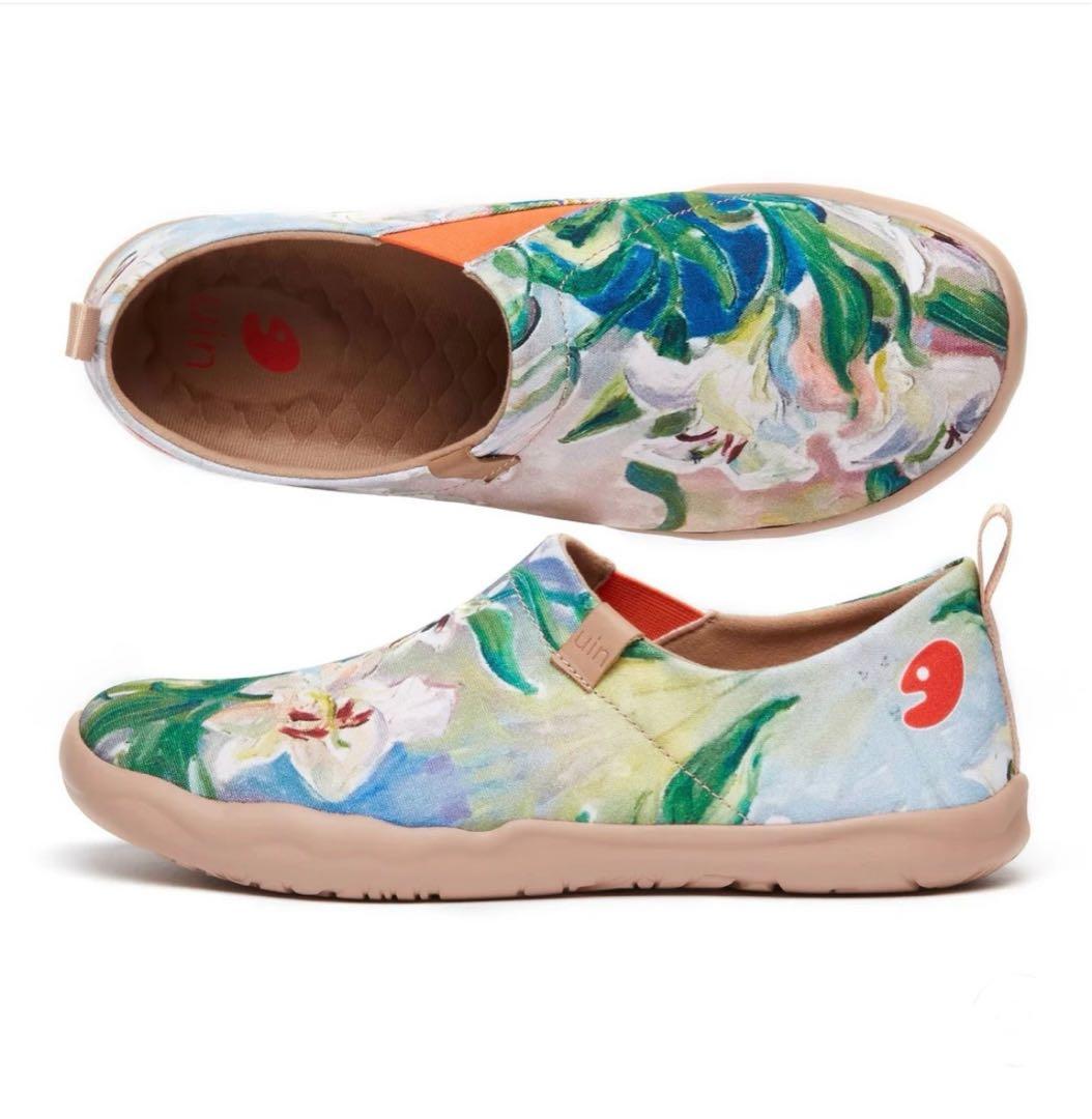 ♥️UIN♥️アートトラベルシューズ YAWNING LILYキャンパス・レディース