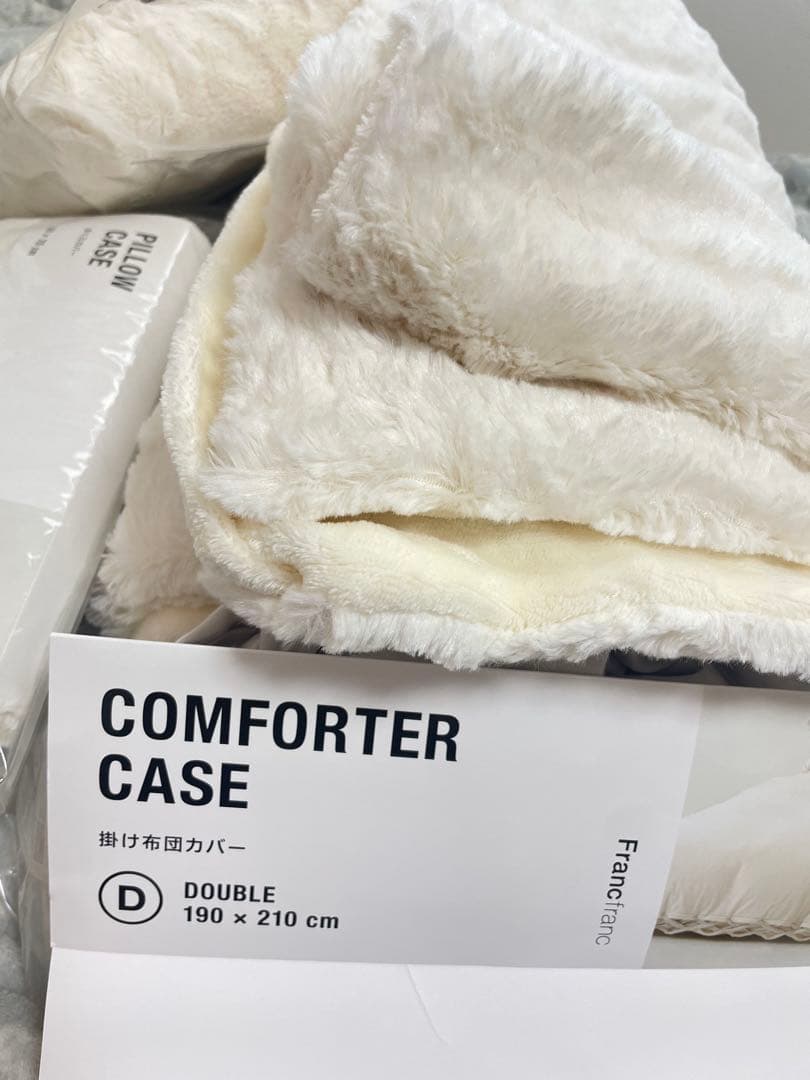 Francfranc リボン ダブル掛け布団カバーセット 4点