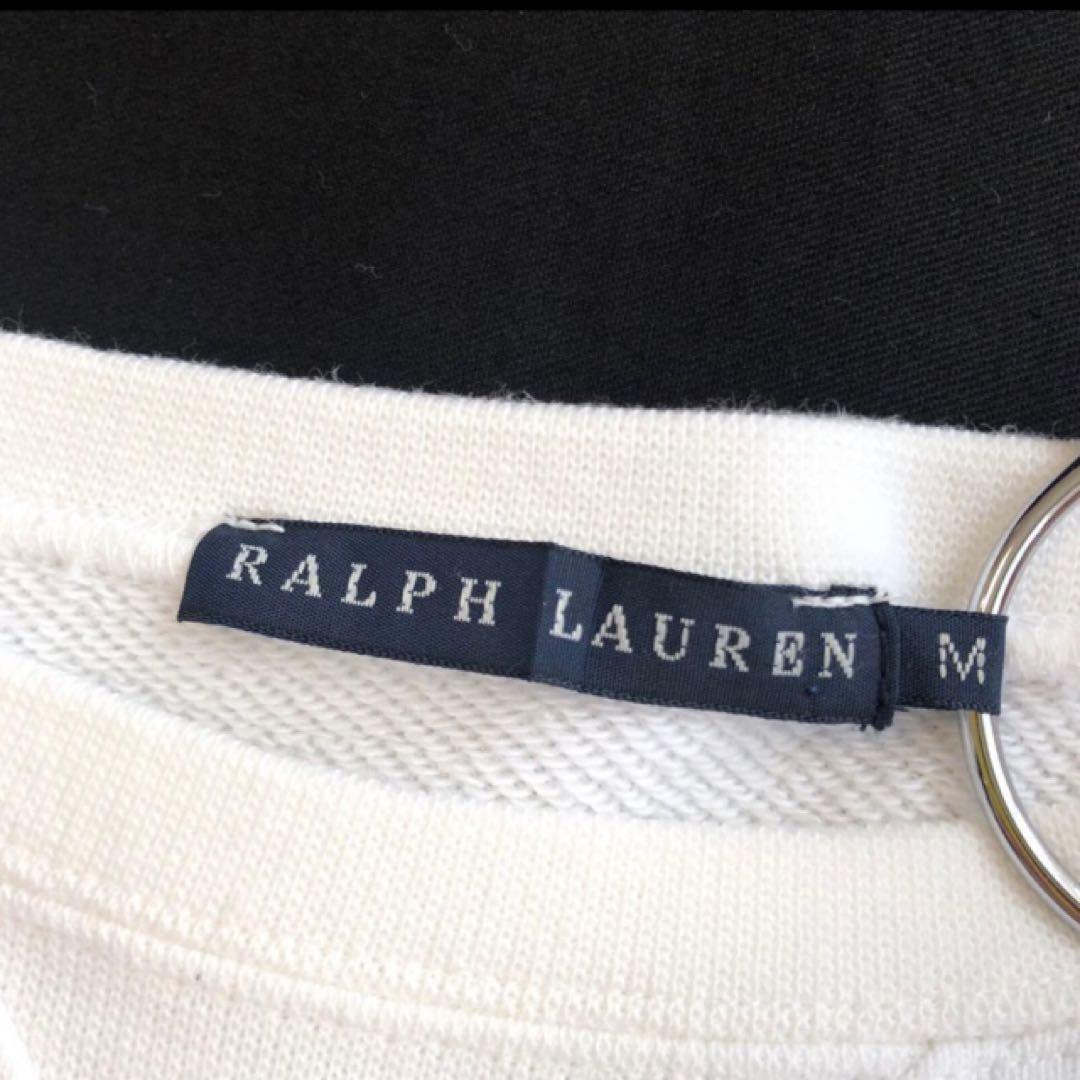 ラルフローレン Vガゼット刺繍 綿100%スウェットトレーナー ホワイト