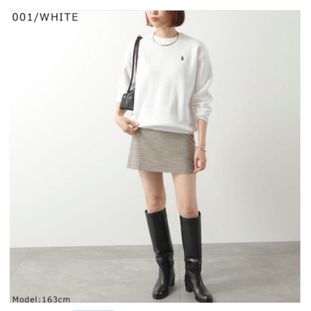 ラルフローレン Vガゼット刺繍 綿100%スウェットトレーナー ホワイト