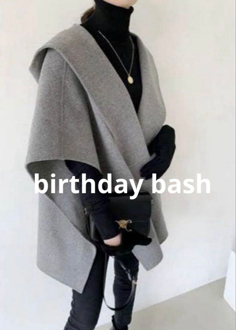 超美品✨ birthdaybash フード付きポンチョコートケープ グレー