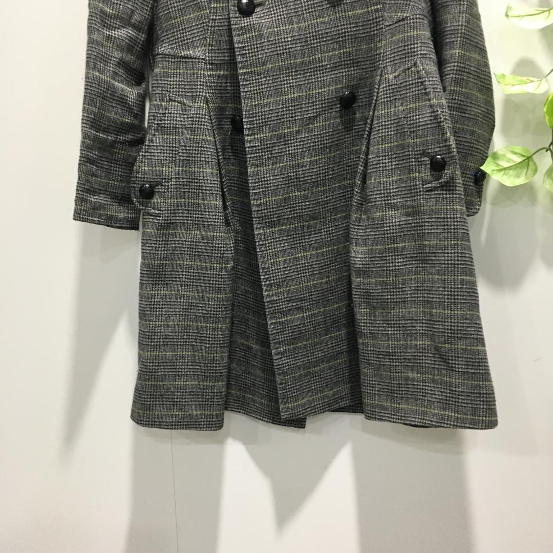 ポールスミス ロングコート　黒 グレンチェック柄 42 グレー系 ダブルボタン