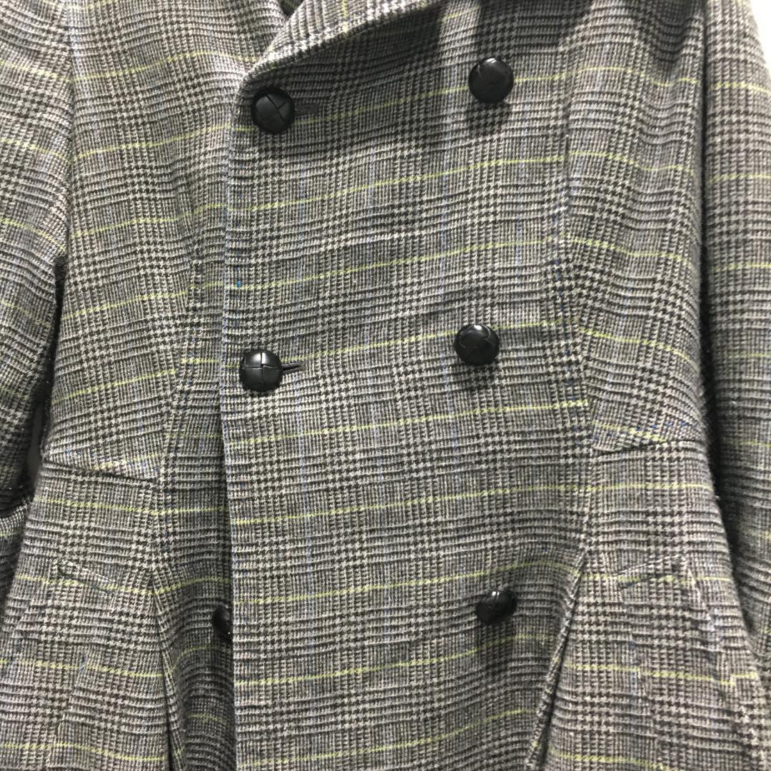ポールスミス ロングコート　黒 グレンチェック柄 42 グレー系 ダブルボタン