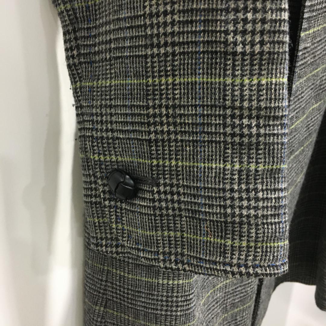 ポールスミス ロングコート　黒 グレンチェック柄 42 グレー系 ダブルボタン