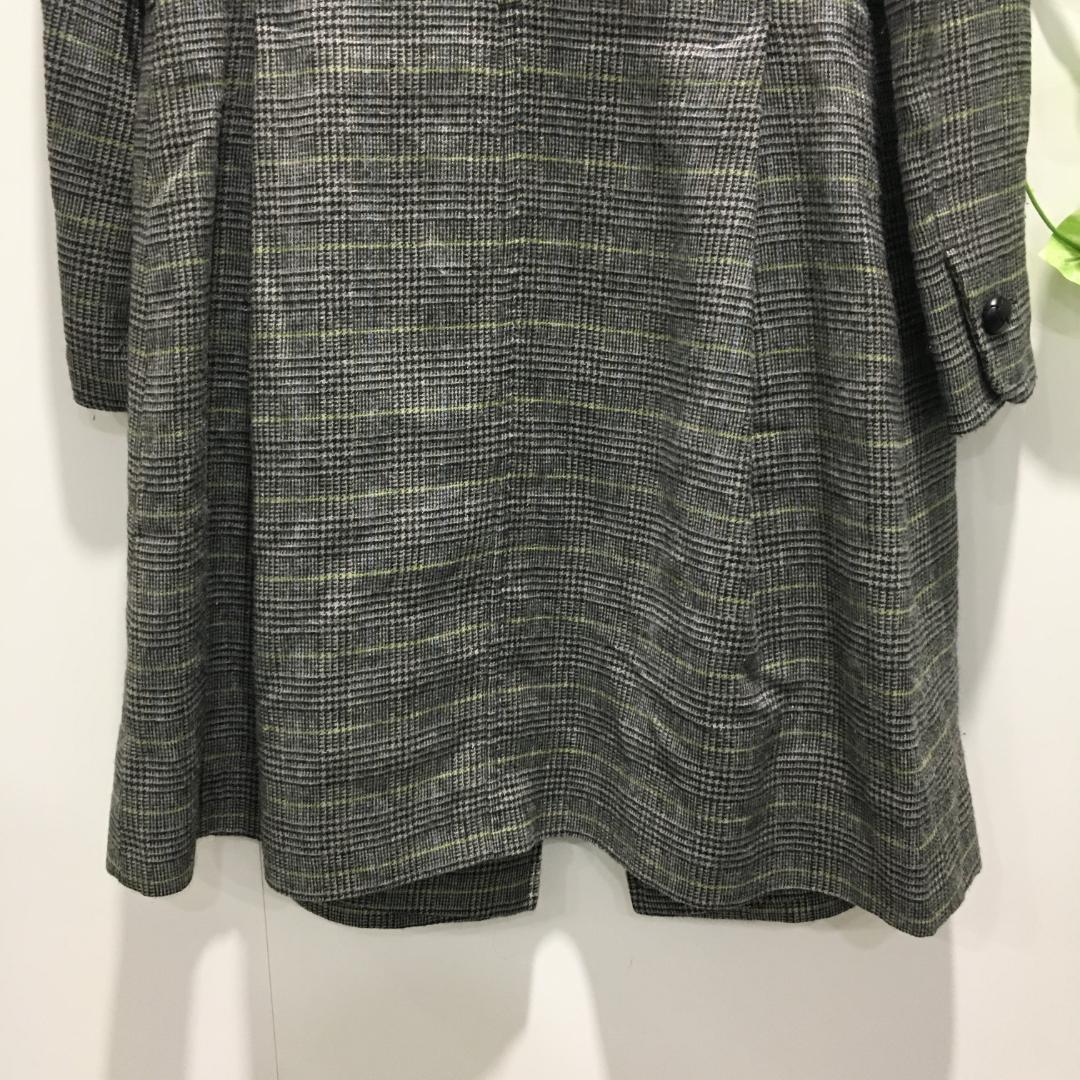 ポールスミス ロングコート　黒 グレンチェック柄 42 グレー系 ダブルボタン