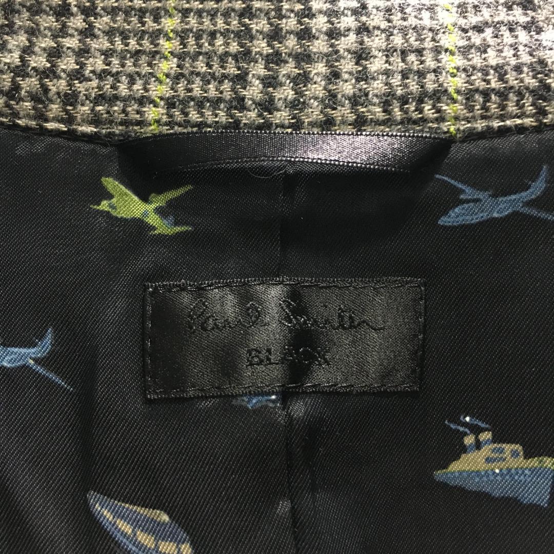 ポールスミス ロングコート　黒 グレンチェック柄 42 グレー系 ダブルボタン