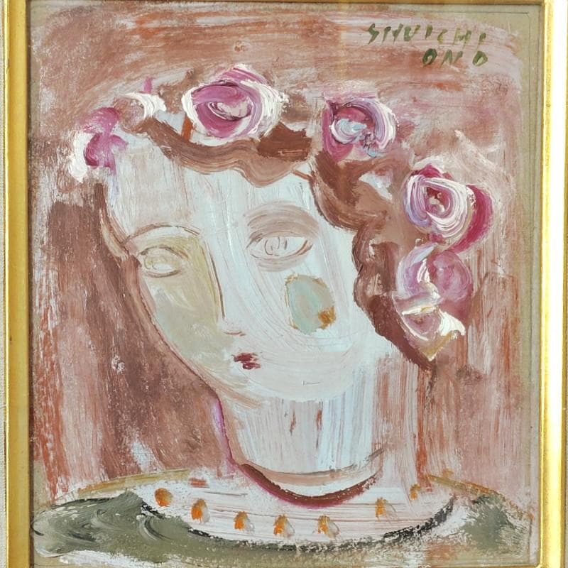 ☆小野州一☆「人形の顔」油絵　180X160ｍｍ　良好！