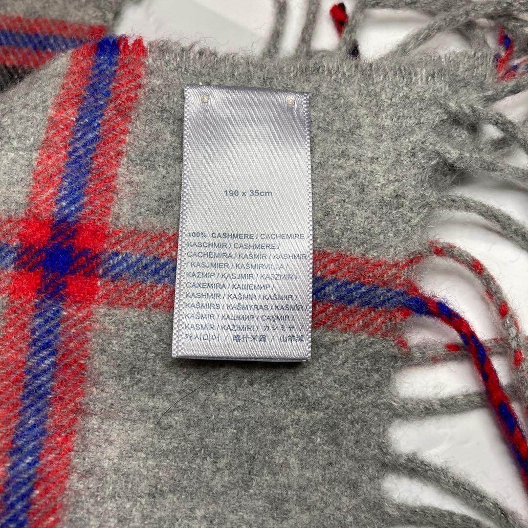ジョンストンズ カシミヤ100％ 中判ストール グレー チェック 国内正規品