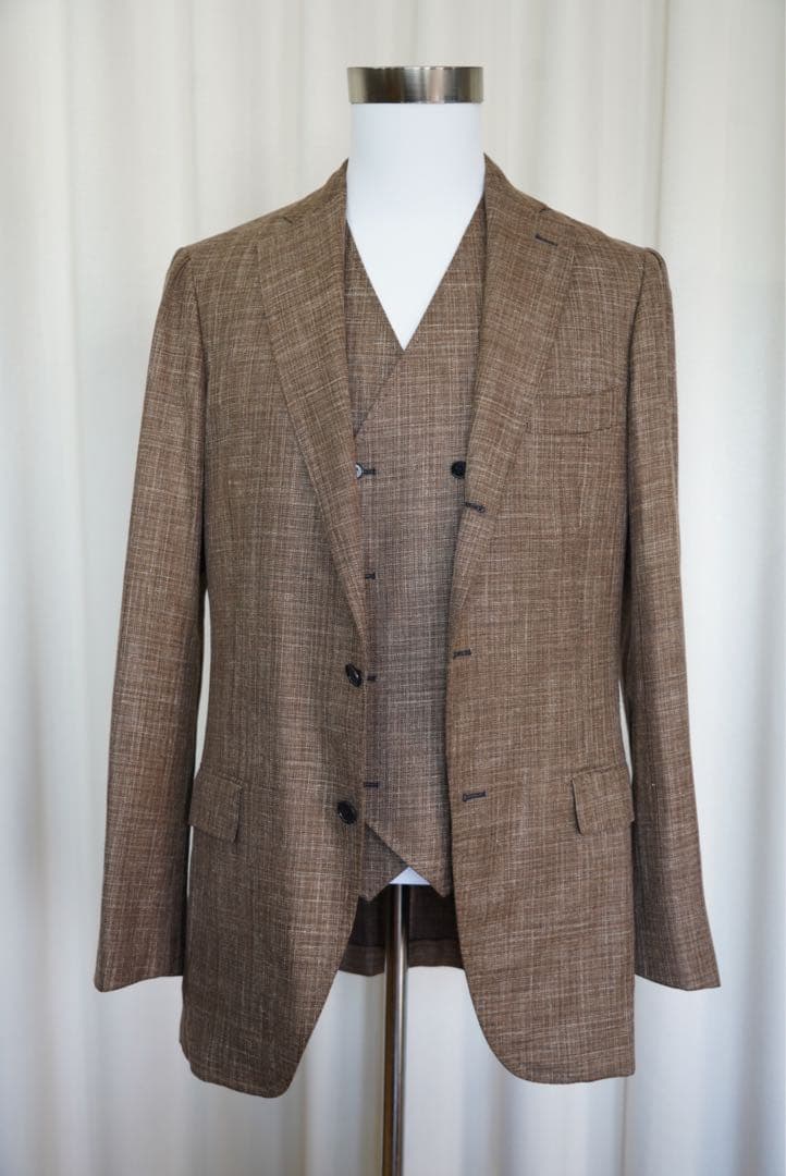 ロロピアーナ　3ピーススーツ　ブラウン　サマータイム