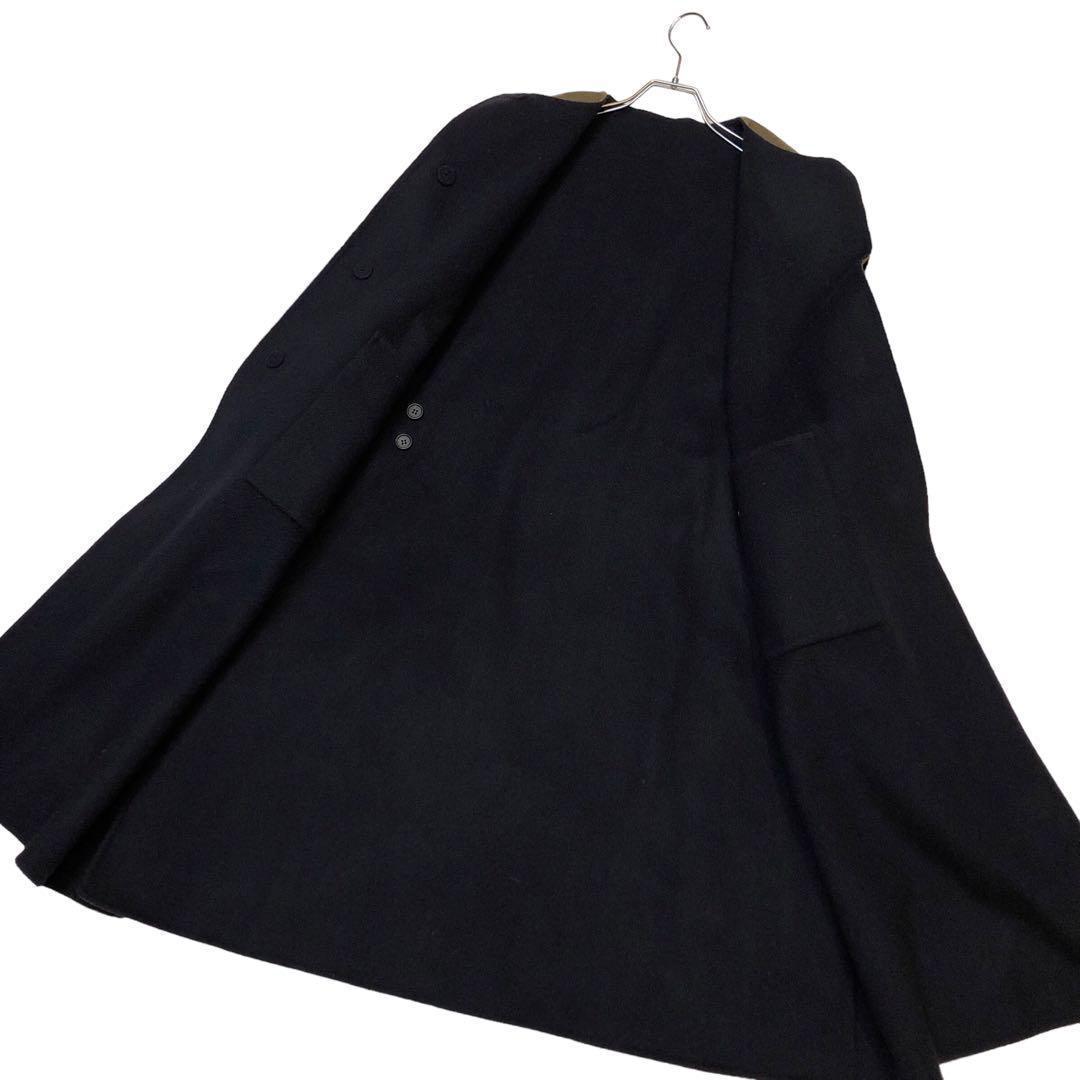 ★リバーシブル★アドーア カシミヤノーカラーコート 36 バックベルト スリット