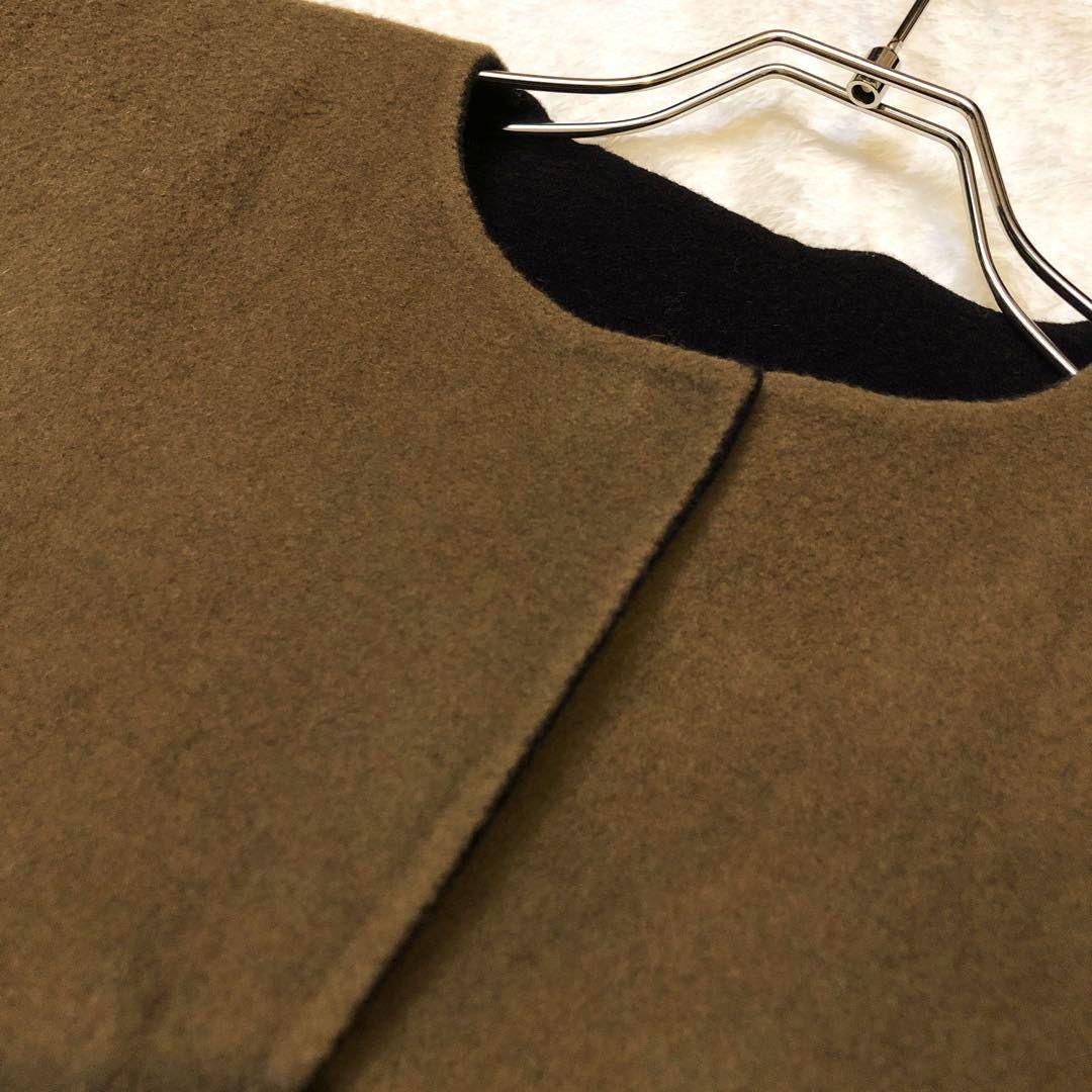 ★リバーシブル★アドーア カシミヤノーカラーコート 36 バックベルト スリット