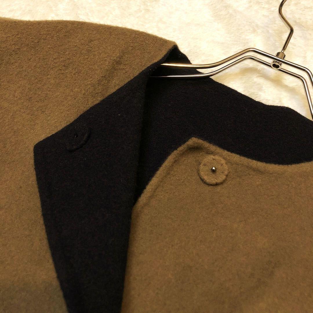 ★リバーシブル★アドーア カシミヤノーカラーコート 36 バックベルト スリット