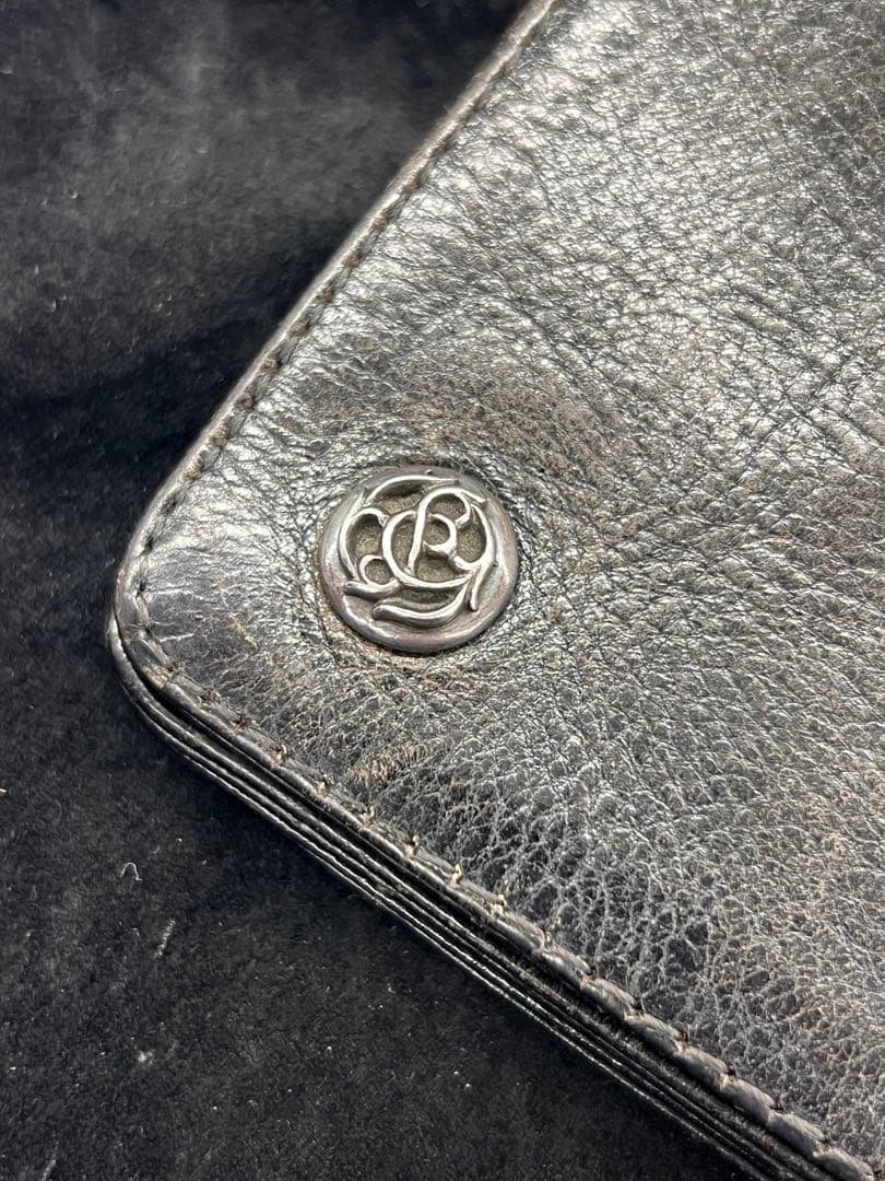 CHROME HEARTS レザーコードストラップ付 クロスボール財布