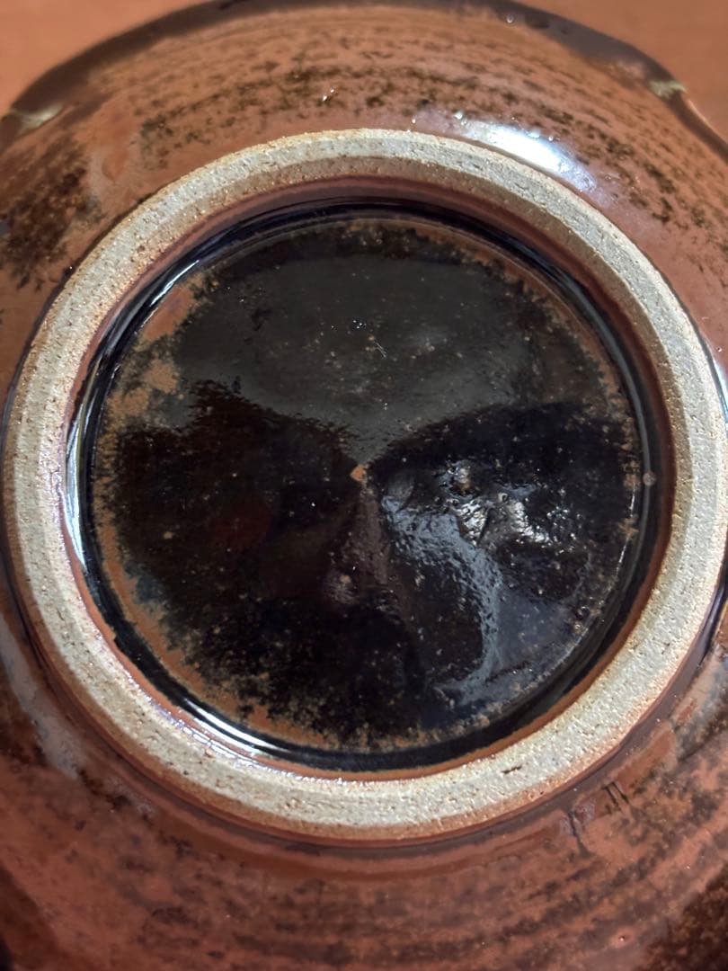 河井寛次郎作柿海鼠釉四方押皿　一品物　検森豊穣の土