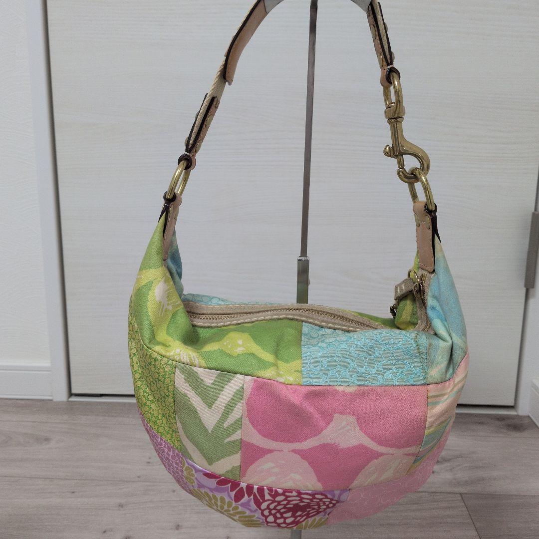 希少　coach パッチワーク　ホーボー　ワンショルダーバッグ　マルチカラー