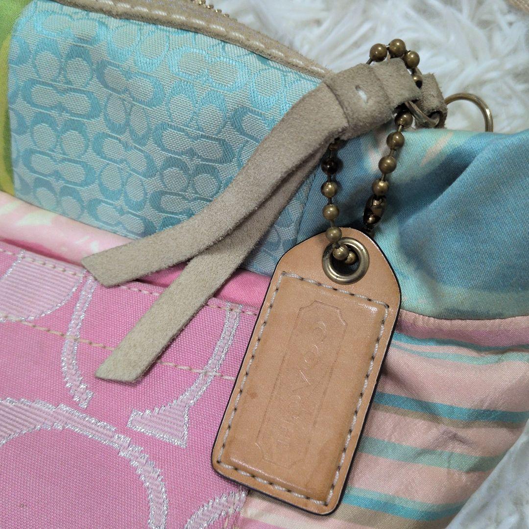 希少　coach パッチワーク　ホーボー　ワンショルダーバッグ　マルチカラー