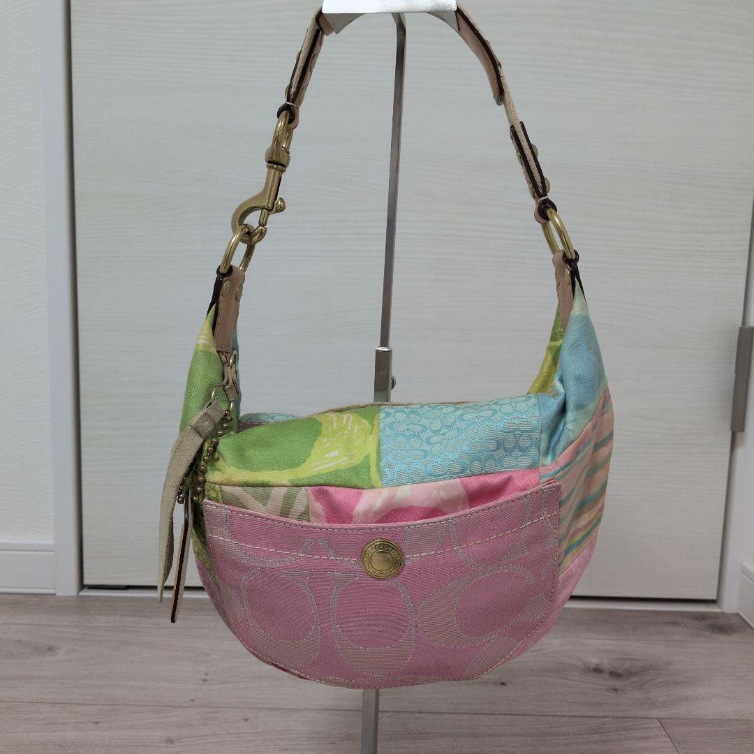 希少　coach パッチワーク　ホーボー　ワンショルダーバッグ　マルチカラー