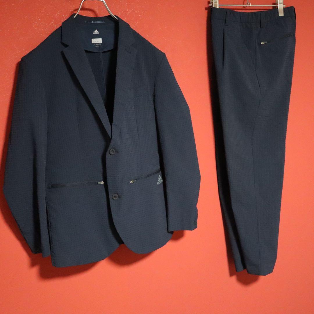 adidas 総柄 ロゴプリント ジップデザイン ポリエステル セットアップ