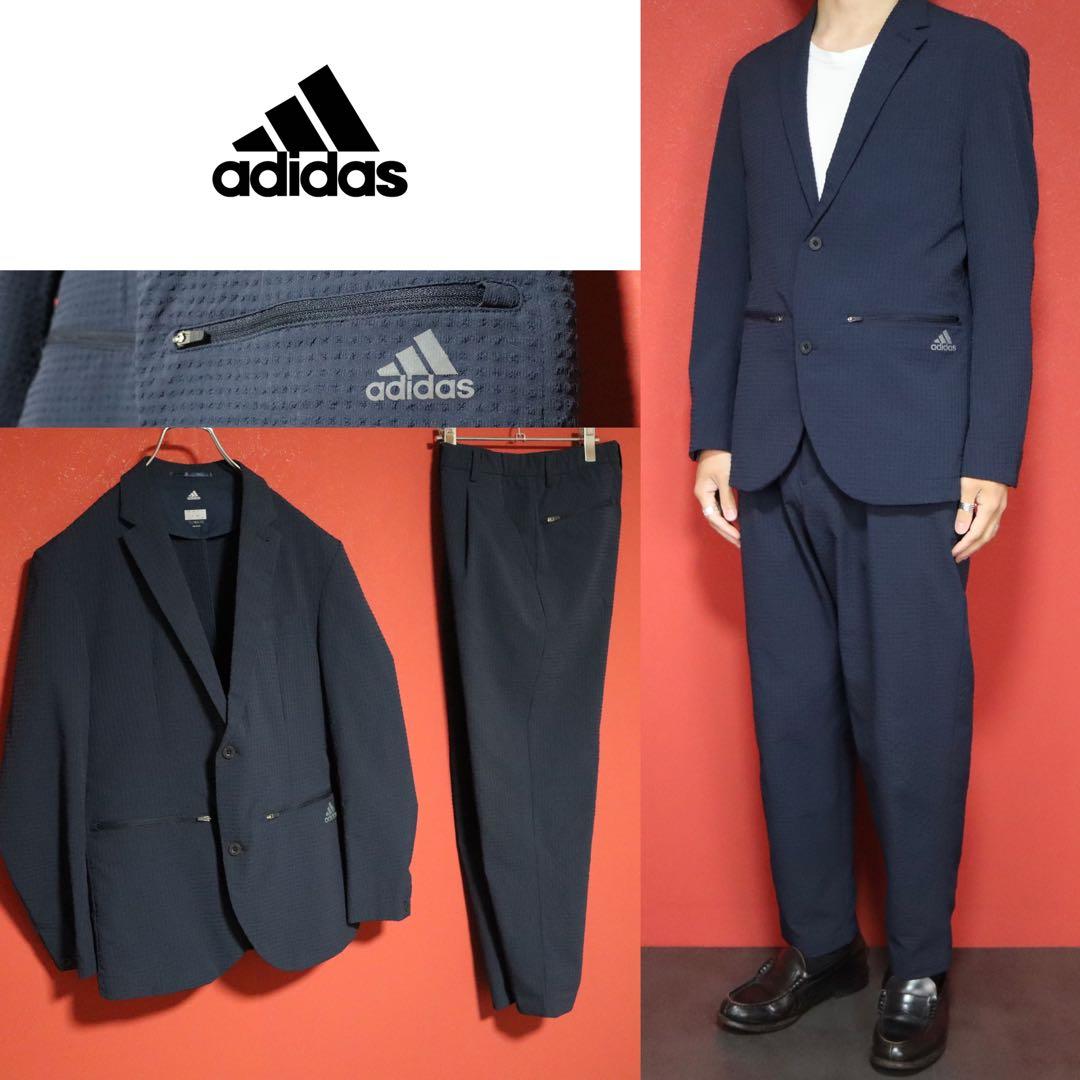 adidas 総柄 ロゴプリント ジップデザイン ポリエステル セットアップ