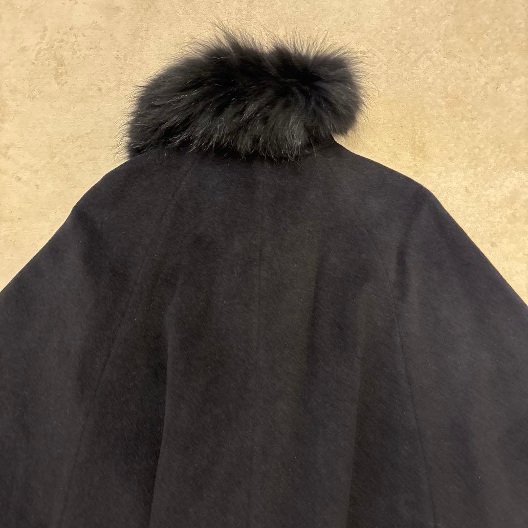 極美品⭐️BURBERRY ノバチェック アンゴラ ラクーンファー ケープコート