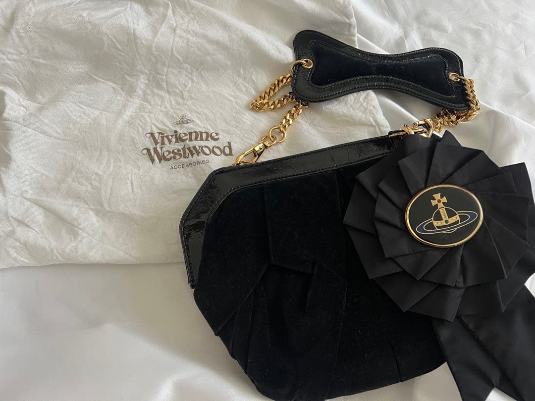 Vivienne Westwoodブラックリボンモチーフパーティーバッグ