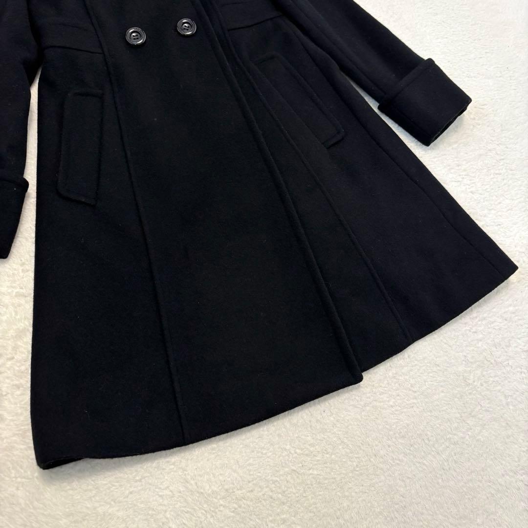 ブルーレーベルクレストブリッジ ダブルブレスト チェック ロングコート ブラック