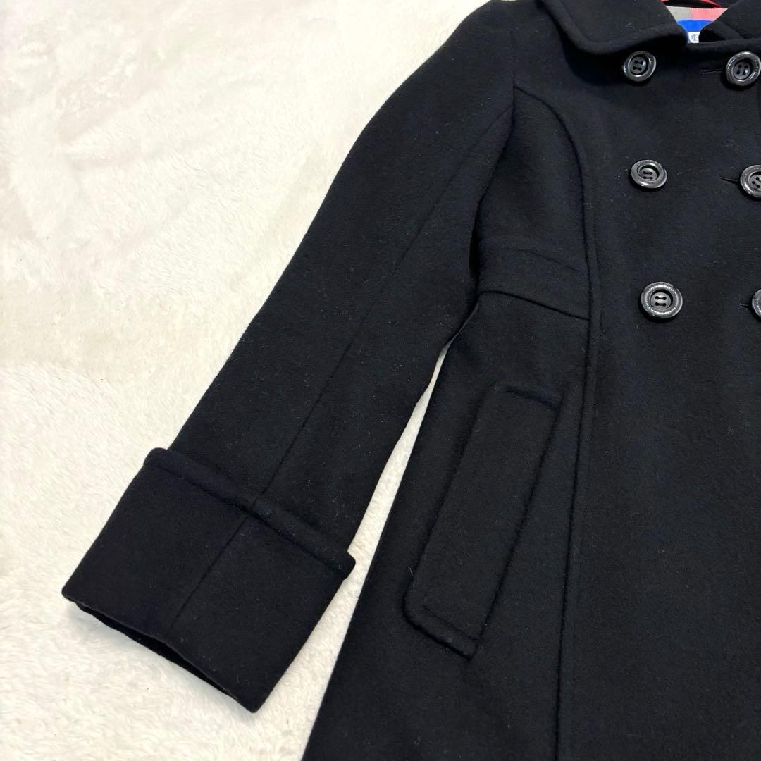 ブルーレーベルクレストブリッジ ダブルブレスト チェック ロングコート ブラック