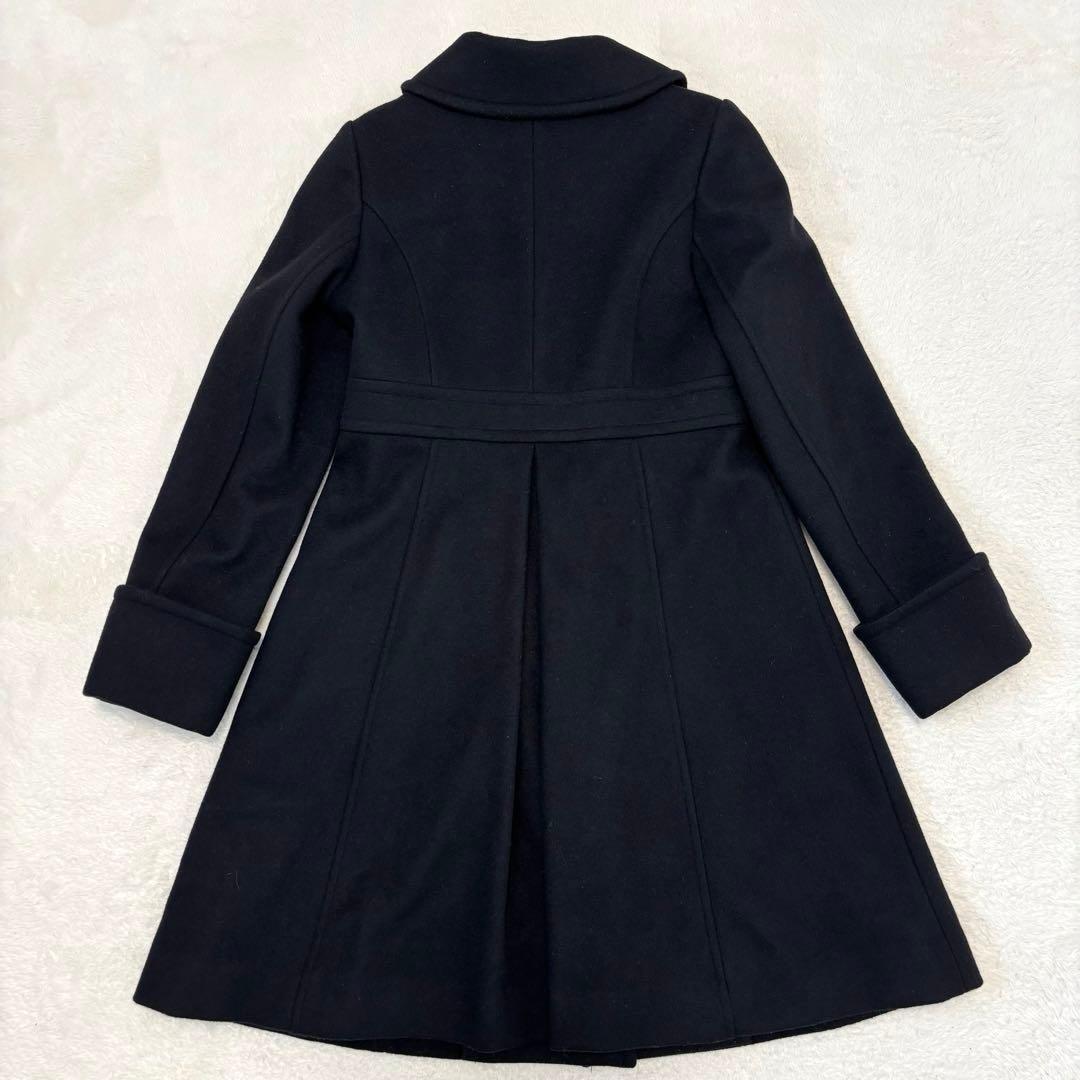 ブルーレーベルクレストブリッジ ダブルブレスト チェック ロングコート ブラック