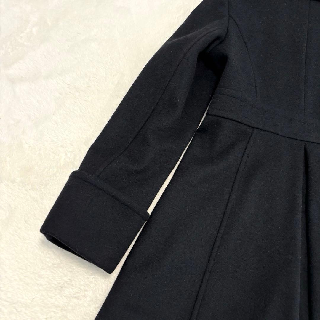 ブルーレーベルクレストブリッジ ダブルブレスト チェック ロングコート ブラック