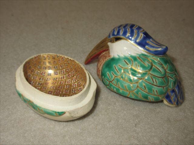 早い者勝ち 真葛焼 宮川香山 色絵翡翠香合 今日庵識 共箱