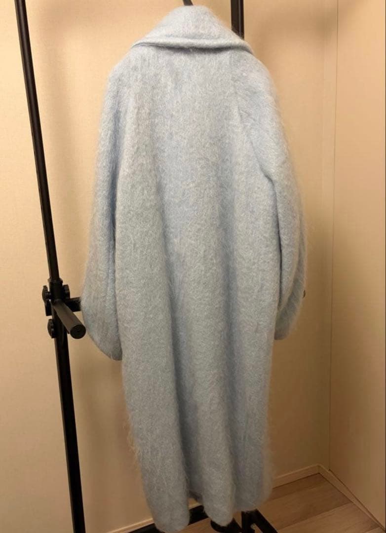 【SNIDEL】シャギーロングコート ブルー モヘア混