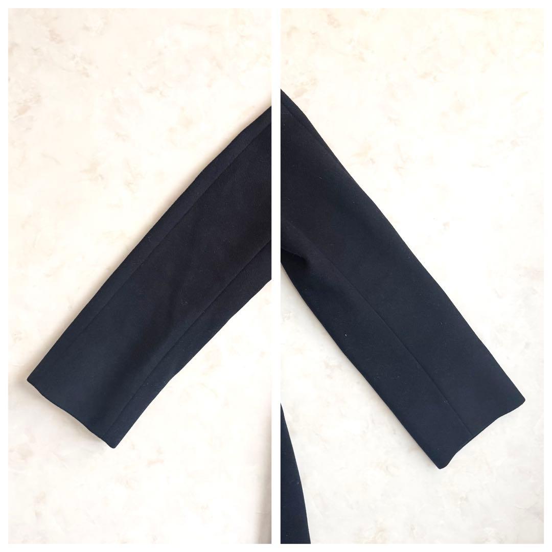 美品✨セオリーリュクス ノーカラー ロングコート ブラック36 ベルト付 ウール