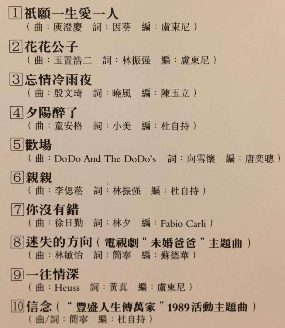 廃盤美品CD－張學友ジャッキーチュン・1989年「衹願一生愛一人」Polydor