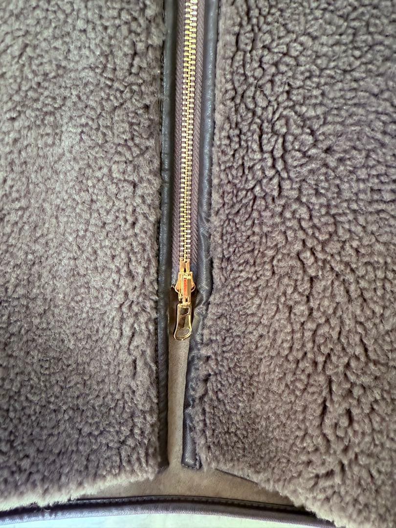 未使用　【RISLEY /リズレイ】フード付ボアベスト グレー