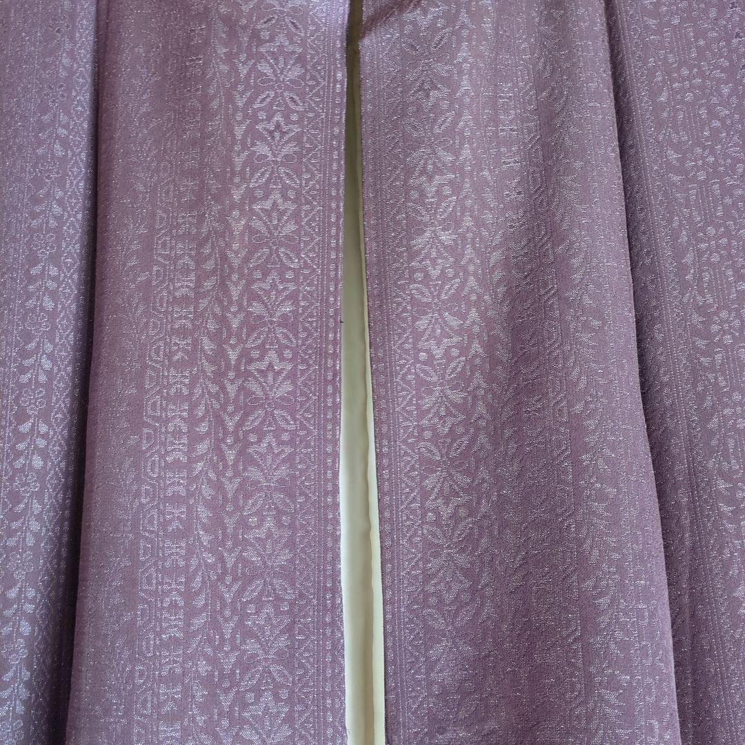 紫色 小紋 着物 袷 お召 手抜い 正絹 キラキラ